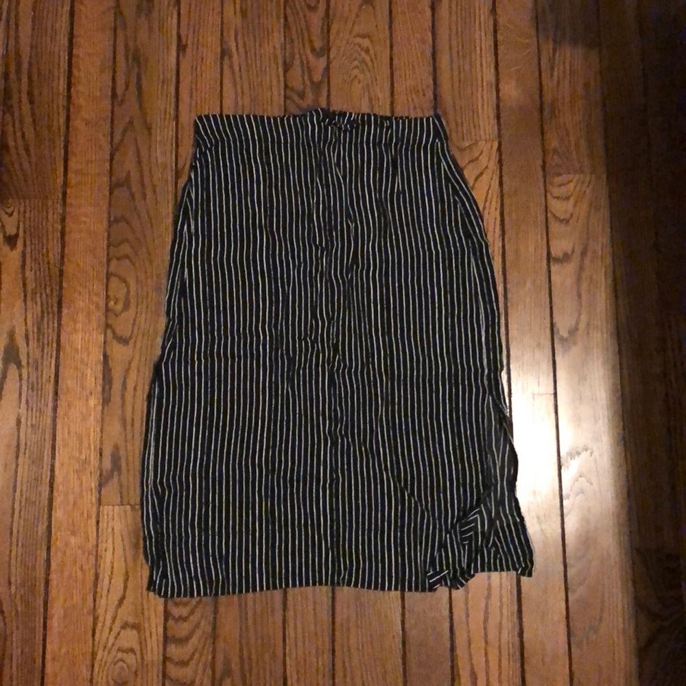 Madewell Black Pinstripe Midi Skirt - Picture 3 of 4